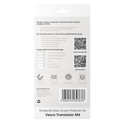 Pellicola protettiva in vetro temperato per Vasco Translator M4