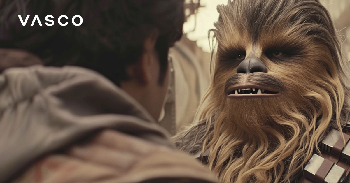 Wookiee che parla con un umano.