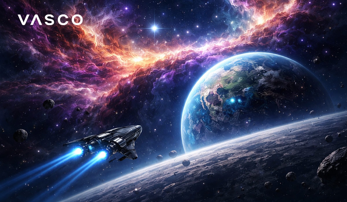 Ufficiali in uniformi blu e oro sul ponte di comando.